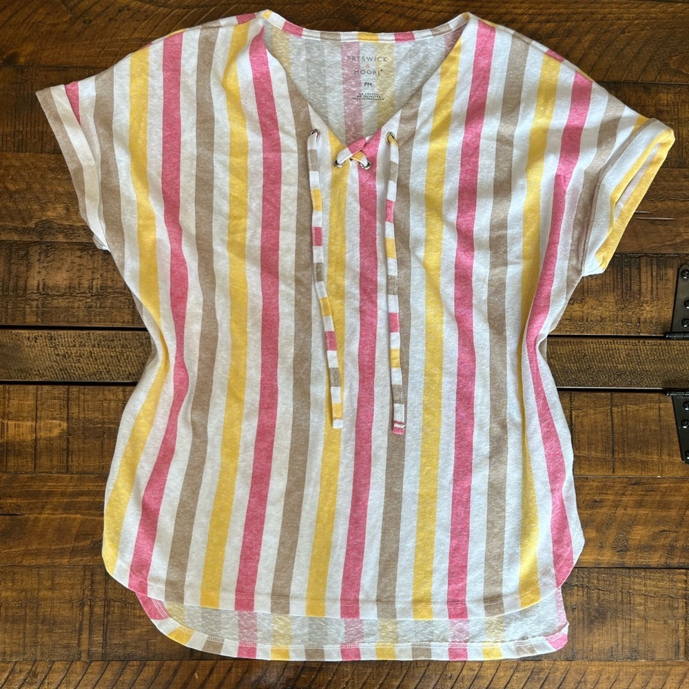 Preswick & Moore Pink and Yellow Blouse with Relaxed Fit
